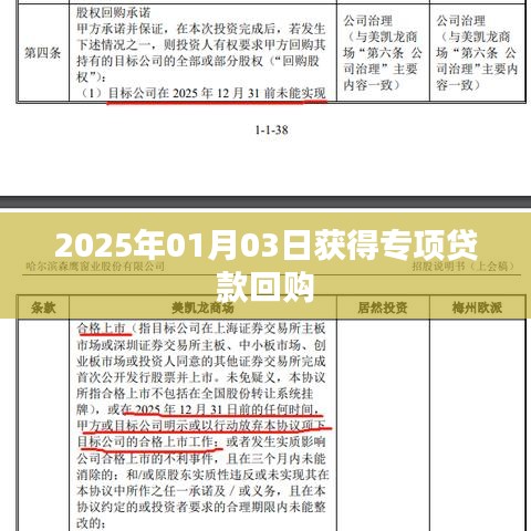 关于专项贷款回购的日期及进展，获贷回购时间定于2025年1月3日