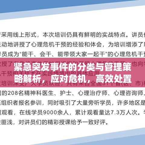 紧急突发事件的分类与管理策略解析，应对危机，高效处置之道