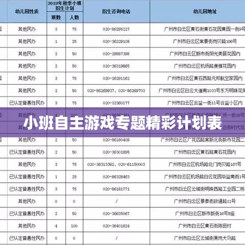 小班自主游戏专题精彩计划表