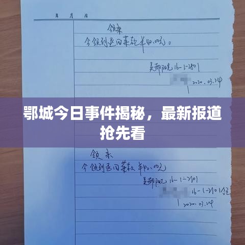 鄂城今日事件揭秘，最新报道抢先看