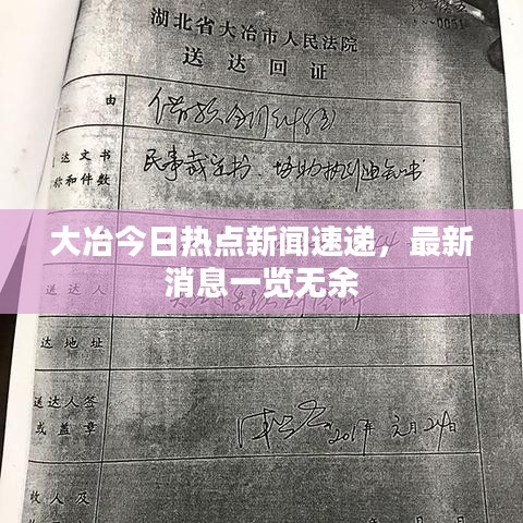 大冶今日热点新闻速递，最新消息一览无余